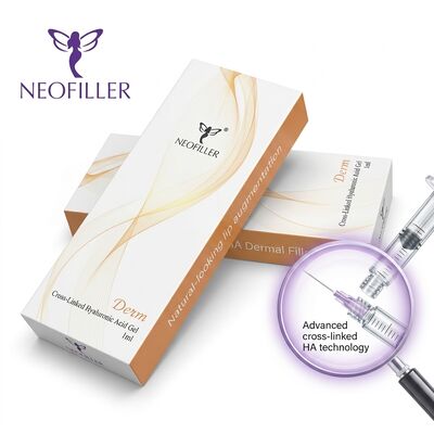 Biocompatible 1ml Hyaluronic Acid Dermal Filler Cross-Linked Injectable Gel 24-Month Validity Facial Volume Restoration