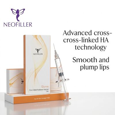 1ml Cross-Linked Injectable Hyaluronic Acid Dermal Filler 8-15 Month Duration Biocompatible Gel Facial Wrinkle Smoothing