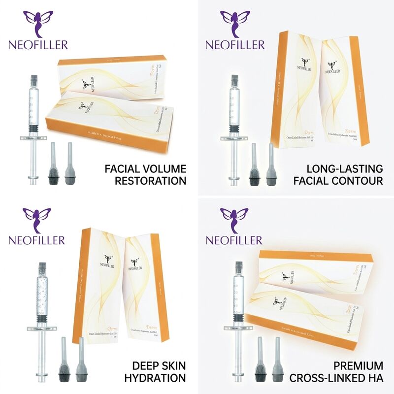 Biocompatible 1ml Hyaluronic Acid Dermal Filler Cross-Linked Injectable Gel 24-Month Validity Facial Volume Restoration