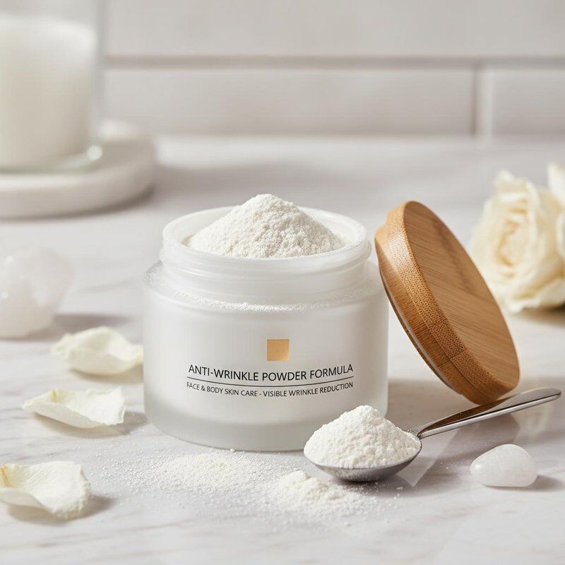 Powder Formulation Anti Wrinkle Formula for Face and Body Skin Care Providing Visible Reduction of Wrinkles