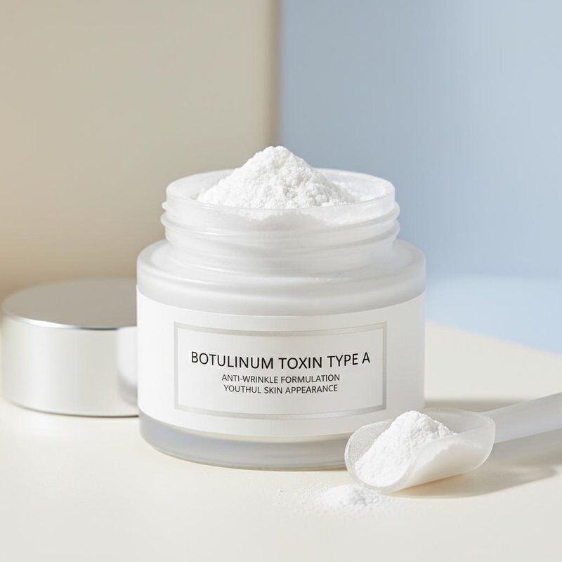Powder Anti Wrinkle ingredient Botulinum Toxin Type A formulated to reduce wrinkles and promote youthful skin appearance
